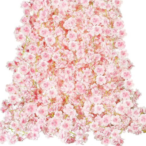 Coztie 6 Stück Künstliche 180cm Kirschblüten Girlande Blumenranke | Kirschblüten Girlande, Künstliche Blumengirlande Deko, für Hochzeit Party Balkon Garten