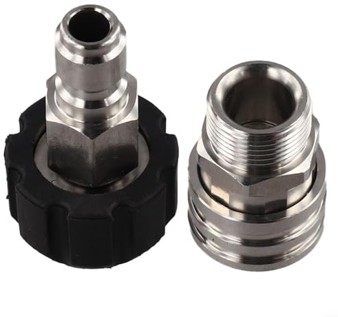 KiraKira Für Edelstahl M22-14 auf 3/8 Quick for Connect Adapter Kit Hochdruckreiniger, Hochdruckschlauchverschraubung, Haus- und Außenreinigung, 2 Stück