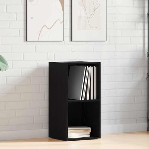Generico Scatola Portaoggetti LP in Rovere Nero 71x34x36cm, Contenitore per Vinili in Legno Tecnico con Retro Robusto, Ideale per Riviste e DVD, da Posizionare Orizzontalmente