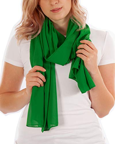 DOLCE ABBRACCIO by RiemTEX Schal Damen PRIMAVERA XXL Schals & Tücher in Grün Halstuch Stola Pashmina aus Chiffon für Sommer Frühling Ganzjährig Tuch Damenschal Chiffontuch (Grün)