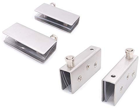NUZAMAS - Juego de 2 bisagras pivotantes para puerta de armario, instalación superior e inferior, pestillo de bisagra de puerta, juego de abrazaderas de vidrio, tamaño grande