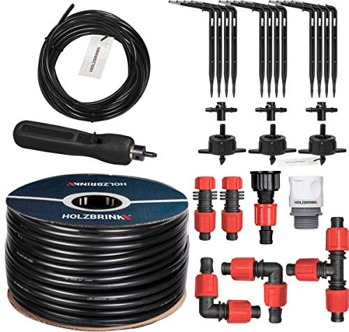 HOLZBRINK Start Set Gewächshaus Bewässerung Bewässerungssystem inkl. 20 m LDPE Verlegerohr 16 mm, 3x Tropfer 4l/h, HTB-10-S-20