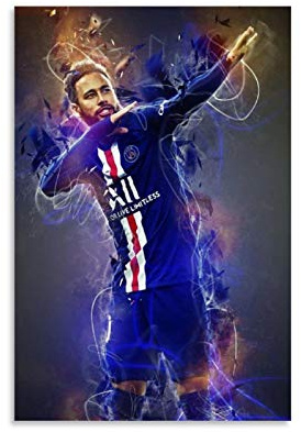 Huangchen Fußball-Stern Neymar Poster - Dekorative Malerei Leinwand Wandkunst für Wohnzimmer und Schlafzimmer - 60 x 90 cm
