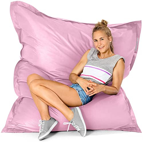 Green Bean Outdoor Sitzsack XXL 140x180cm 380 Liter Kinder & Erwachsene Bean Bag EPS Perlen Füllung Riesensitzsack Groß Liegekissen Waschbar Wetterfest Lounge Chair Sitzkissen Bodenkissen Rosa
