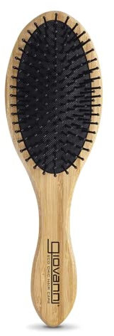 Giovanni, Brosse à cheveux ovale avec manche et base en bambou, 1 brosse, types de cheveux
