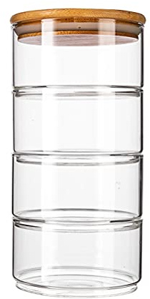 Tomaibaby Stapelbare Glasbehälter Mit Deckel 4Er Set Mehrschichtige Lebensmittelaufbewahrung Insektenfeste Frische Schüsseln Für Küche Und Familienorganisation 8.66X4.33X4.33In