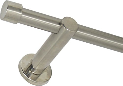 Deko-Team Gardinenstange Teleskopstange im Edelstahl Look (120-210 cm mit Endkappe), Silber