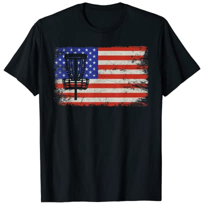 Discgolf-Hemd mit amerikanischer Flagge, Discgolfer im Used-Look T-Shirt