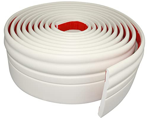 Wall Base Molding Trim Peel and Stick Rubber Baseboard Moulding 4” Wide Flexible Vinyl Wall Cove Base (4 Wide x 16.4' Long, Creamy White)