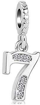 LSxAB Breloque Chiffres arabes porte-bonheur 0-9 pour femme fille anniversaire et sport Compatible avec bracelets Pandora