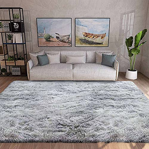 GISIONLARI Hochflor Teppich Wohnzimmer Shaggy Modern Teppich Schlafzimmer Flauschig Weich Teppiche für Schlafzimme Kinderzimmer(Grau weiß, 200 x 300 cm)