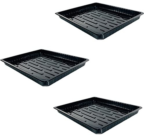 BeGrit Shallow Plastic Tray Seedling Germination Trays 3 Pack Plant Water Flat Tray Succulent Transport Tray Gravel Trays Plastic Potting Tray for Greenhouse Garden Work Table(37CM X 30CM X 3.5CM)