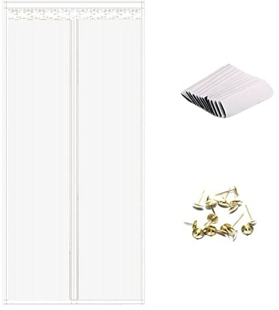 Magnet Fliegengitter Tür Insektenschutz Balkontür Magnetvorhang Fliegenvorhang Magnetisches Moskitonetz,Fliegennetze für Türen für Balkontür,Kellertür und Terrassentür,Ohne Bohren (80x210cm, Weiß)