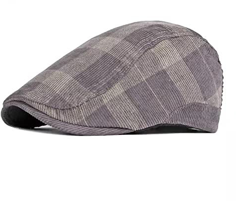 MUYAN Vintage Look Cord Schirmmützen Herren Damen Gatsby Newsboy Flat Cap Ballonmütze Kappe Frühling Herbst (B-Grau/Lila)