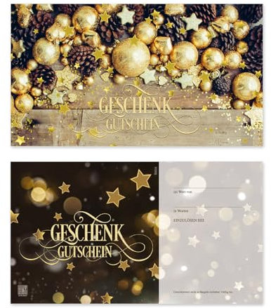 GESCHENKGUTSCHEINcom by POS-HAUER. 10 Gutscheine, blanko zum selber Ausfüllen. Für Weihnachten Weihnachtsmotiv.