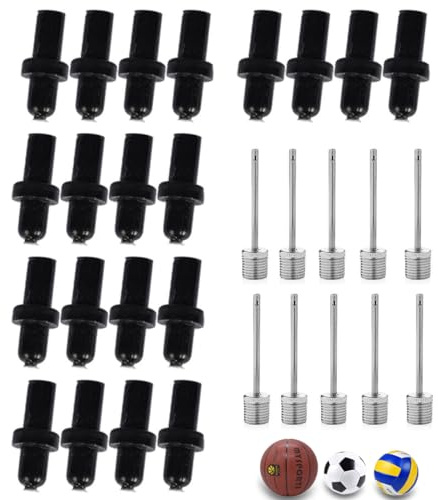 SquEqu 30 Stück Basketball-Pumpennadeln, Luftaufblasnadel-Adapter, Ventildüsen-Set, Ersatz für Fußball, Fußball, Sport, Ball, Volleyball, Rugby, Matchball, Leckreparatur