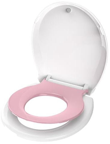Aünsffer Siège de toilette rond 2 en 1 pour enfant avec siège d'apprentissage de la propreté, siège de toilette 2 en 1 pour la famille, siège bébé intégré, amovible, fermeture douce + facile à