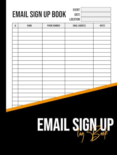 email sign up book & event registry: Collecting Name, Phone, Emails, Mailing Lists