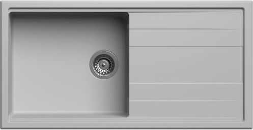 Lavello cucina Orlando grigio chiaro perla 1 vasca con gocciolatoio 100 x 51 cm Made in Italy