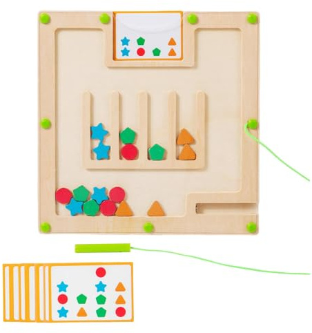 Laberinto magnético de Color, Laberinto magnético de Color y conteo, 15 Tarjetas de Doble Cara, Colores magnéticos y Laberinto de conteo, Tablero de Aprendizaje de de Madera a Juego para