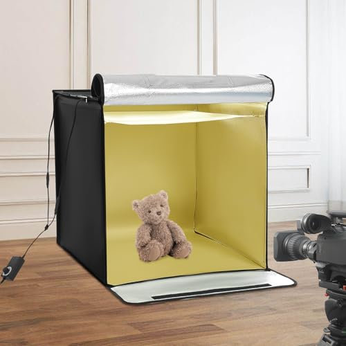 Fotostudio, ljuslåda, 60 cm professionell fotolåda, fotolåda, fotolåda, fototält, låda med 5 färgade bakgrunder, 120 LED-lampor