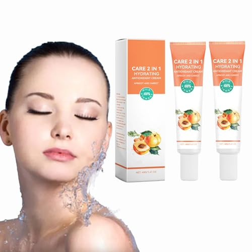 Crème 2-en-1, Anti-âge & Anti-taches, Soin du Visage à l'acide Hyaluronique pour un Effet Anti-âge, Raffermissant & Éclaircissant, Pour les Peaux Ternes & Fatiguées(2PCS)