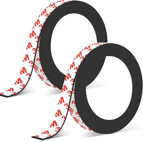 2 Pcs 2M Magnetic Tape Magnetic Strips Magnet Strips,Magnetic Strips Self Adhesive with Self Adhesive Backing,for Whiteboards, Window Screen,Fridge