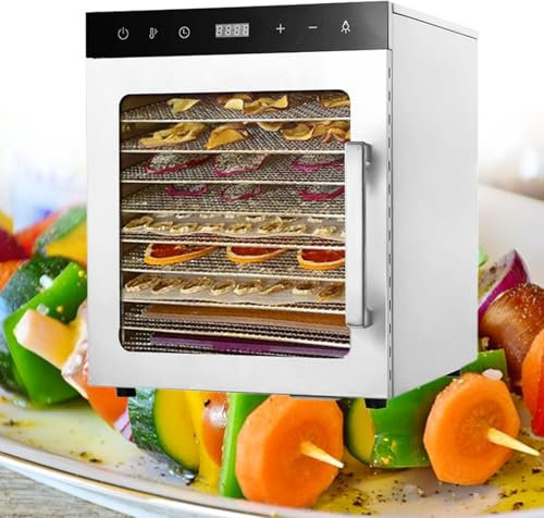 Lakenbroade Essiccatore per Alimenti, essiccatore per Alimenti con 10 vassoi in Acciaio Inossidabile, essiccatore per Alimenti e Carne secca, Erbe, Verdure, Frutta, essiccatore Elettrico da 800 W