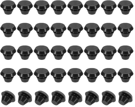 PATIKIL 5mm Diameter Silicone Hole Plug, 40 Pcs Round Snap in Type Locking Furniture Button Protective Cover Cap Head Fit for 5-5.5mm Hole for Seal Bulkhead Cylinder Hole, Black