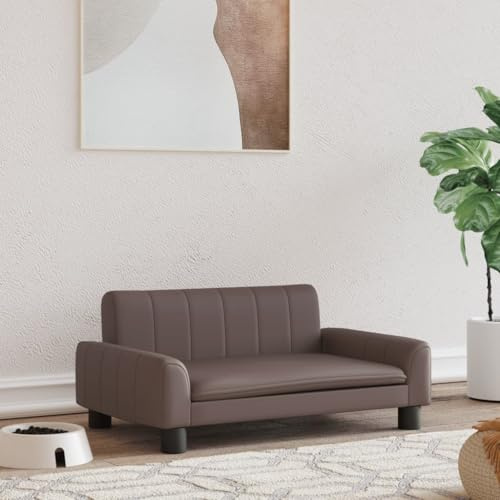 Hovothy Hundebett Bequeme Haustierbett Kunstleder Hundecouch Welpenbett Haustiersofa Schlafplatz für Hunde als Auch Katzen Geeignet Wasserabweisend und Langlebig Braun 70x45x30 cm