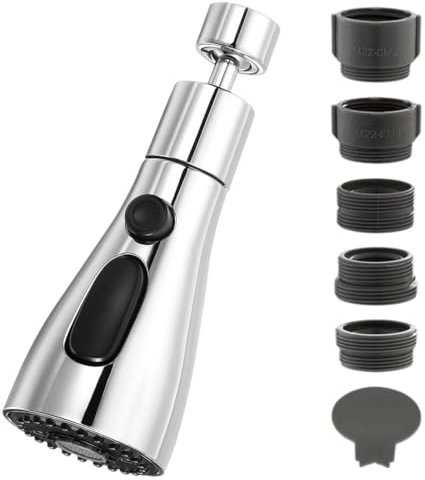 Aeratore Rubinetto Spruzzatore, Aeratore Rubinetto Spruzzatore con Prolunga Tubo, 360° Girevole Filtro per Risparmio Idrico, Rompigetto Risparmio d'Acqua con Adattatore Filettato per M22 a M20,M22,M24