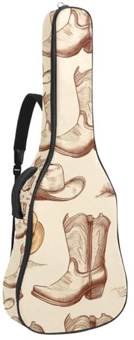 Westernafrika Gitarrentasche mit geometrischem Muster, gepolsterte Tasche für Akustikgitarre, Rucksack mit verstellbaren Schultergurttaschen, Multicolor 08, 42.9x16.9x4.7 in, Lässiger Tagesrucksack