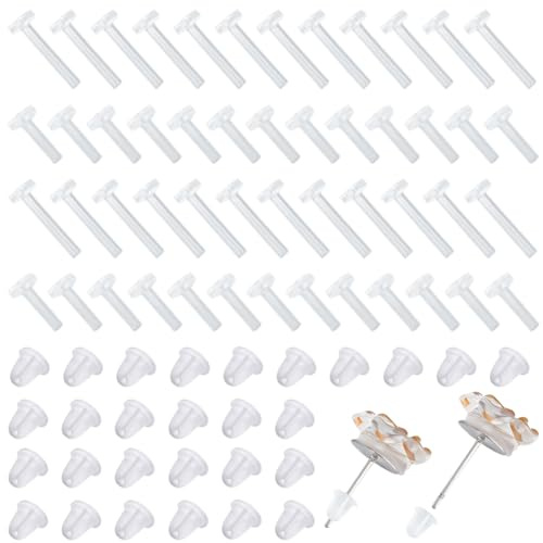 Beebeecraft 1 Scatola 160 Pezzi di Copriorecchie in Plastica per Orecchie Sensibili Trasparenti Perni e Schienali degli Orecchini Protezione per Lo Sport