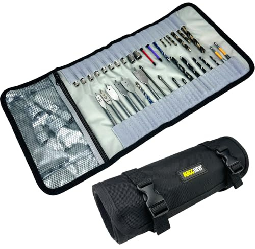 [MAGG HEVI] Drill Bit Organizer Bag,Thick Wear-Resistant Oxford Tool Case Holds 36 Bits,Small Tool Pouch with Zipper,Portable Socket Organizer for Carpenter,Mechanic,DIY Enthusiasts (CASE ONLY)