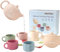 Smartwo Silicone Tea Set for Toddlers, 1 2 3 Year Old Baby Girl Boy Gift, Kid Role Play Picnic Tea Service, Outdoor Mud Kitchen Accessories, Toy Cup and Teapot Playset for Pretend Afternoon Party