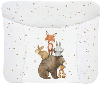 Ceba Baby® weiche Wickelauflage 75x72 cm - Baby Wickelunterlage- Wickeltischauflage für Junge und Mädchen - Wasserdicht, abwaschbar - OEKO-TEX® Standard 100 - Made in EU - Waldfreunde Motiv
