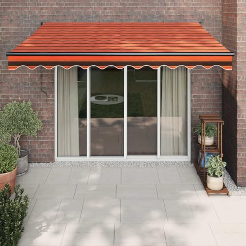 IKAYAA Manuelle Gelenkarmmarkise 3,5x2,5 m Sonnenmarkise Gelenkarmmarkise Einziehbar Sonnenschutz orange