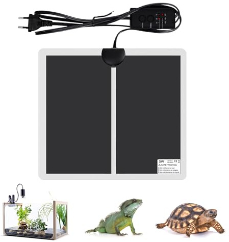 Geoyien Tappeto Riscaldante, Tappetino Riscaldante, Tappetino Riscaldante Rettili Controllo Della Temperatura a Tre Velocità, Impermeabile, Spegnimento Automatico,per Rettili e Anfibi (15*14 Cm, 5 W)