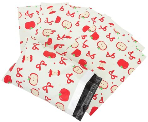 SOLUSTRE 100 Stück Versandtaschen Selbstklebend Weihnachts-design Verpackungstaschen mit Cartoon Apfelmotiv für Kleidungspakete und Geschenke