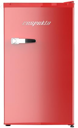 respekta Retro-Kühlschrank / 92 L Kühlvolumen/Kaltlagerzone/höhenverstellbare Füße/seitlicher Flaschenöffner/Aluminiumgriff/E/Rot / KG83R-52
