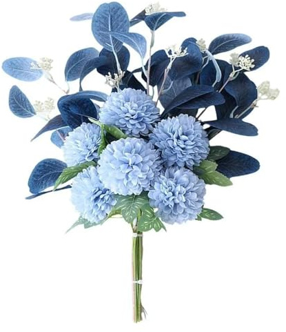 AEJHSIN Ortensie Artificiali Fiori finti bianchi Bouquet blu Ortensia artificiali Crisantemo di seta Artificiale for la decorazione Fiore(Blue)