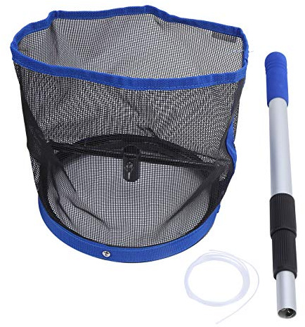 Cloimei Tischtennisball-Picker, großes Fassungsvermögen, tragbar, einziehbarer Griff, Verstellbarer Winkel, Ballsammler für Pong-Spieler, Aluminium, ABS-Kunststoff, Nylon-Netz, Blau