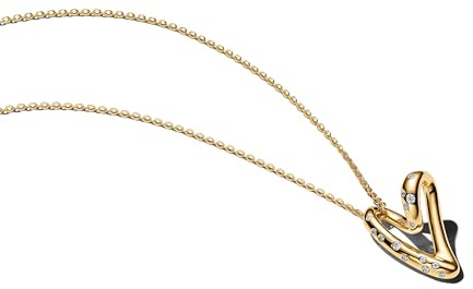 PANDORA Essence Organisch Geformtes Steinbesetztes Herz Anhänger-Halskette mit 14k vergoldeter Metalllegierung und Zirkonia, Größe 60cm, 364669C01-60