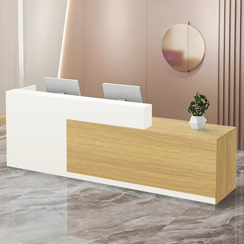 Modernt träreceptskrivbord med Der Sto – främre bänkbord för salongkläder butikHotelOffice – mångsidig receptrum päls