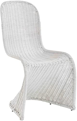 Schwingstuhl Esszimmer-Stuhl aus Rattan Freischwinger Korb Esszimmer Stühle Schwinger Weiss