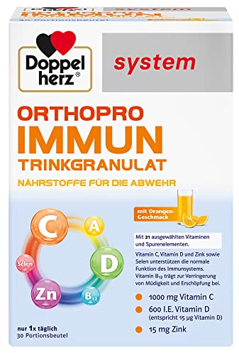 Doppelherz system ORTHOPRO IMMUN TRINKGRANULAT – Orthomolekulares Immunprodukt – Trinkgranulat mit 21 Mikronährstoffen – 30 Portionsbeutel…