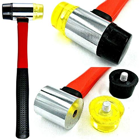 40mm Double Faced Head Rubber Hammer Mallet Nonslip Grip Glazing Soft Face UK
