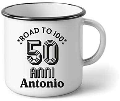 Colorfamily Tazza Personalizzabile Compleanno - personalizza Anni e Nome - Tazza in Alluminio