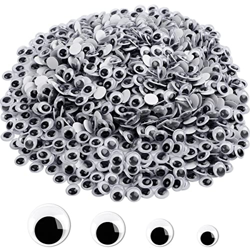 JANYUN 1000 Pcs Wiggle Eyes Self Adhesive Black White Googly Eyes for DIY Crafts Decoration (10mm)