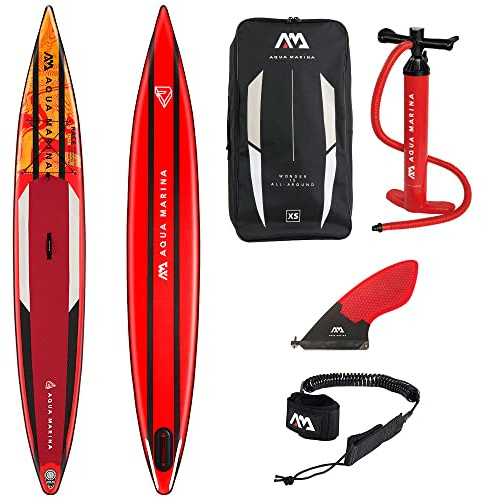 Aqua Marina Race Elite, uppblåsbar stående paddelbräda (iSUP) paket, 427 cm längd, röd/orange, 2022